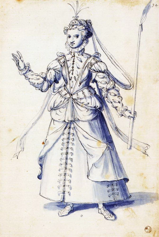 Disegno in costume di figura femminile con torcia - Uffizi, Firenze
